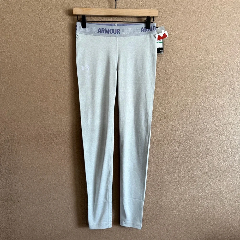 Under Armour Atheleisure Girls Light Gray Leggings Size Large NWT